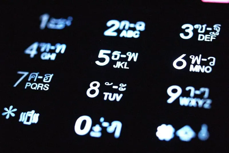 numbers on phone keypad colored black and white on numbers
