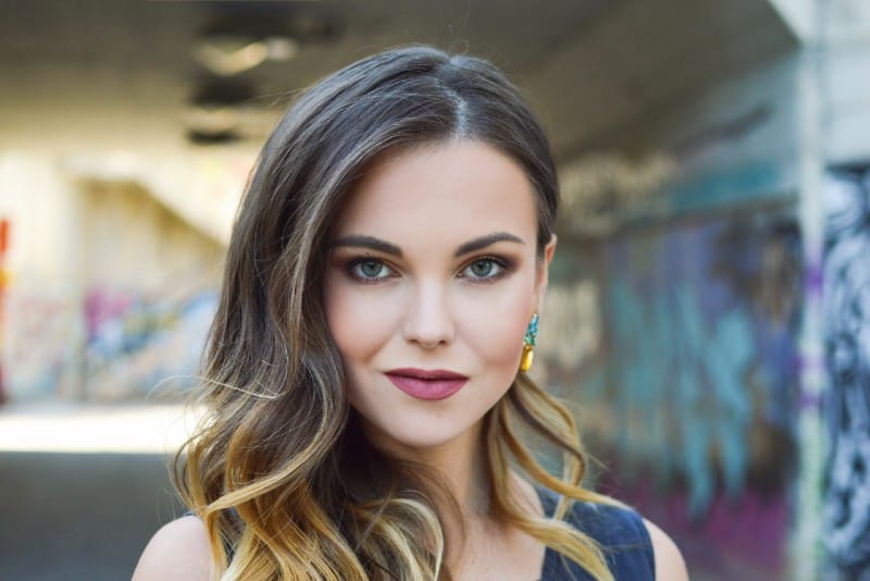 ombre haired woman with blue eyes