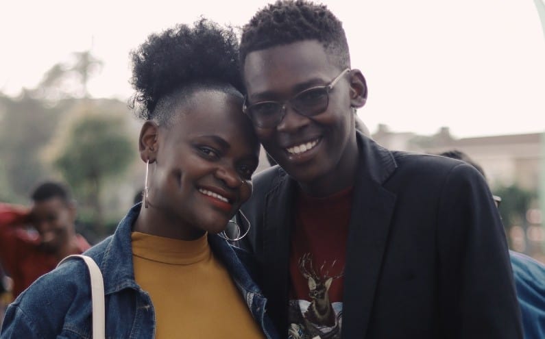 Smiling couple posing together