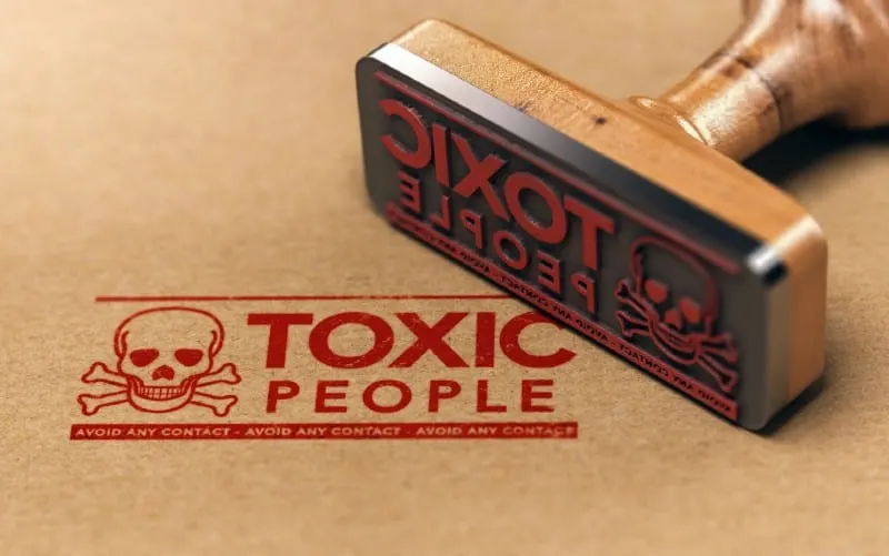 stamp with toxic people whritten on it