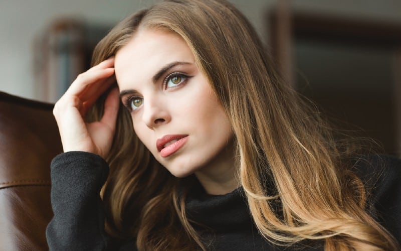 Thoughtful young woman portrait