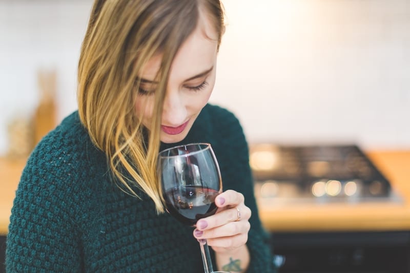 woman drinking wine