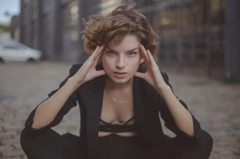 woman with black blazer