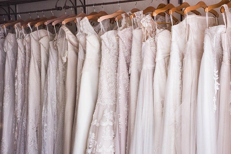 women's white dresses on hangers
