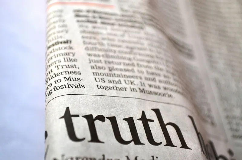 word truth zoomed in the newspaper