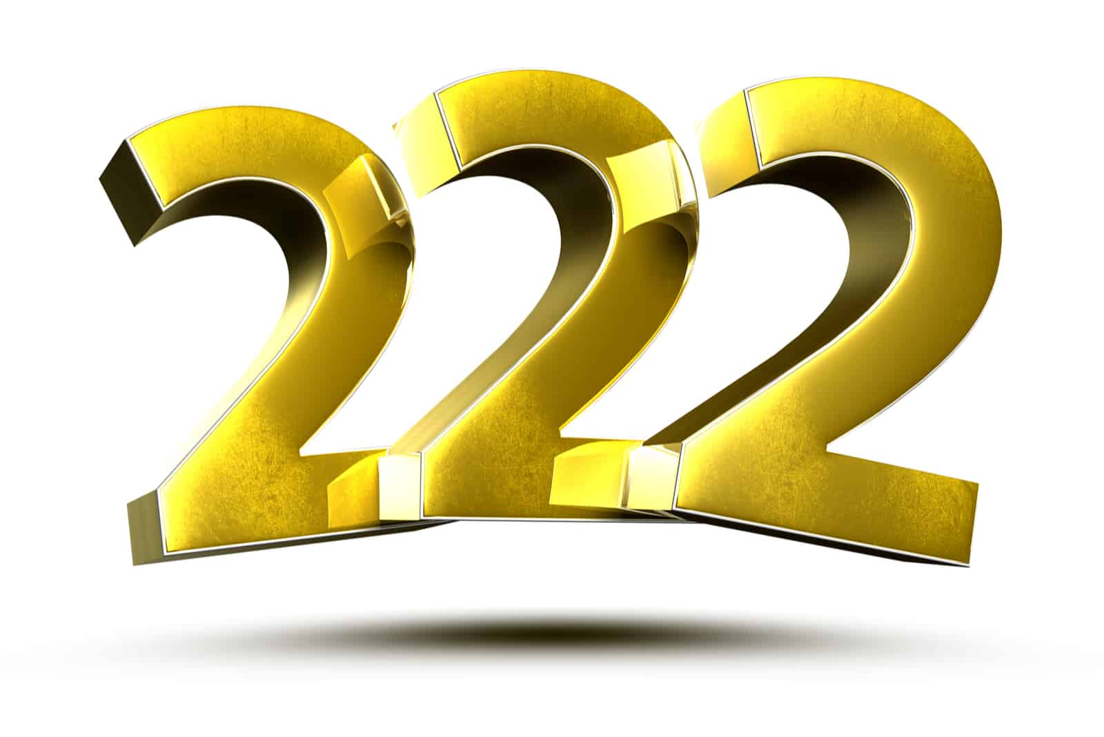 yellow numbers 222 on a white background