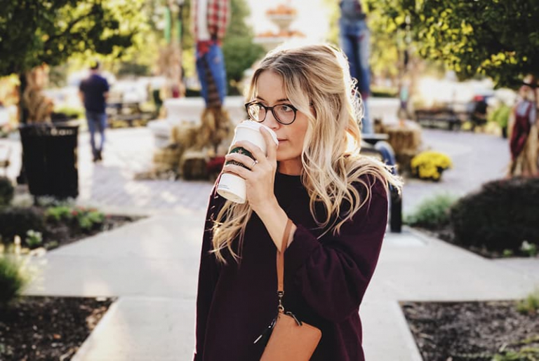woman drinking coffee