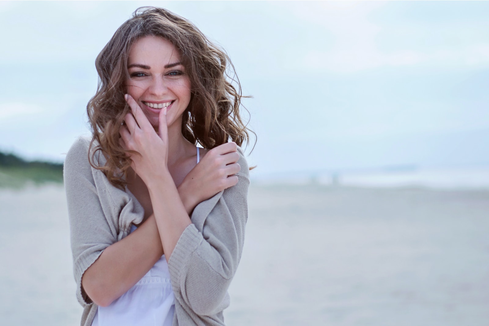 happy beautiful woman posing