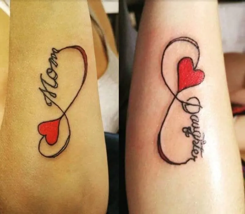 Mother and son infinity knot tattoo Artist is Phil at IP Ink in alvin  Texas  rtattoos