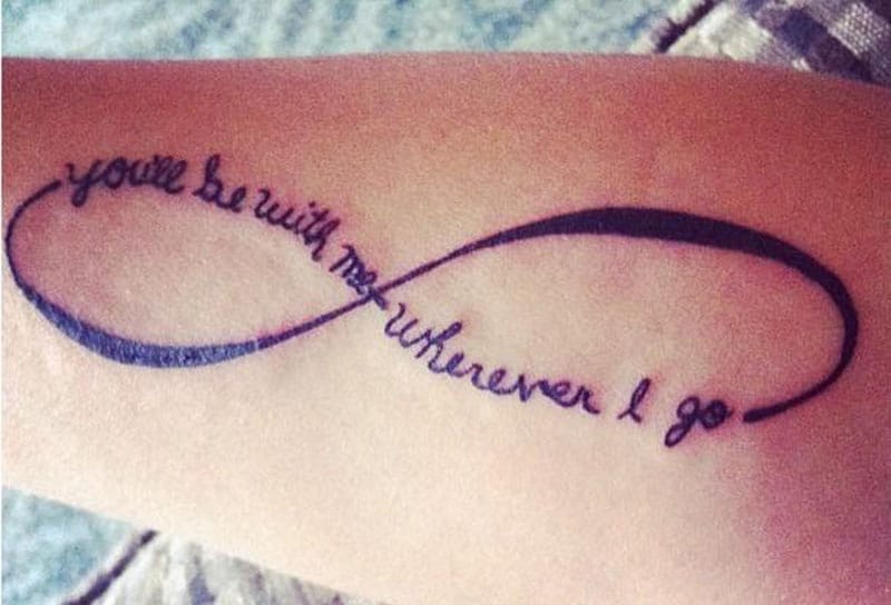 You're still here’ memorial infinity symbol tattoo inked