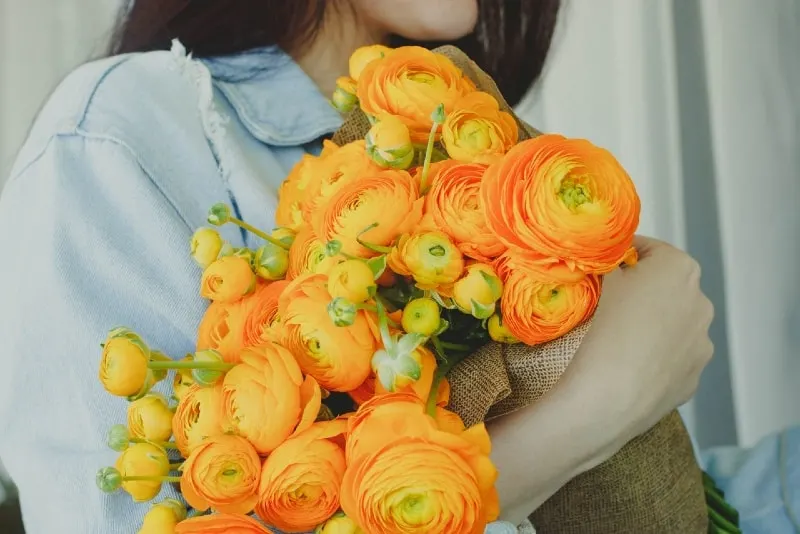 woman holding yellow and orange flowers