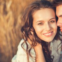 portrait of a couple in love at sunset