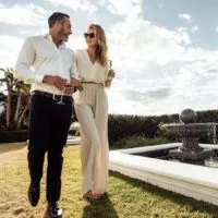 stylish couple walking