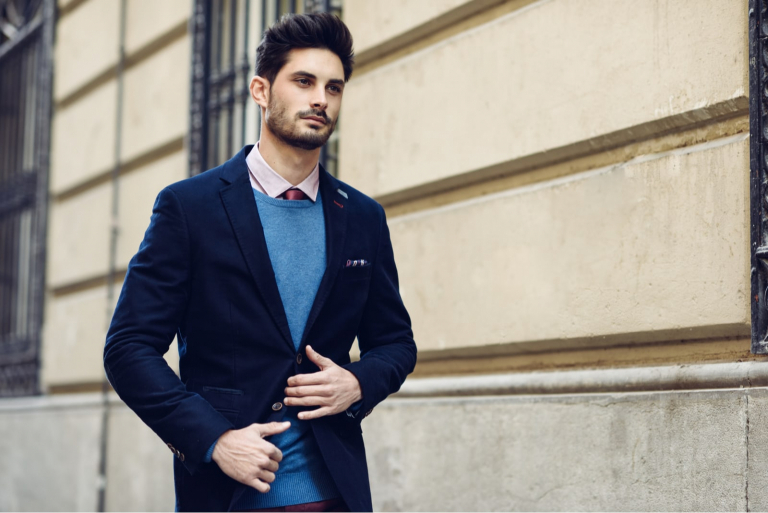 handsome man walking in suit