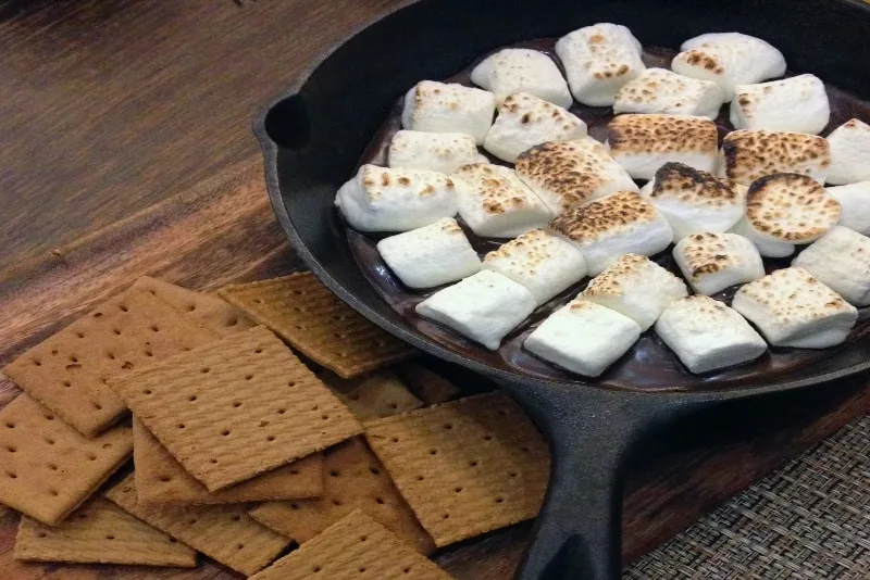 smores in stove near crackers