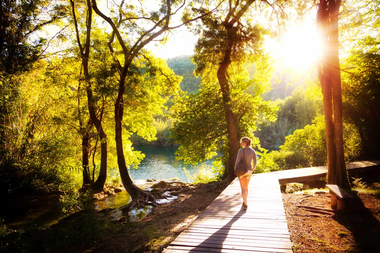 woman walks in the park