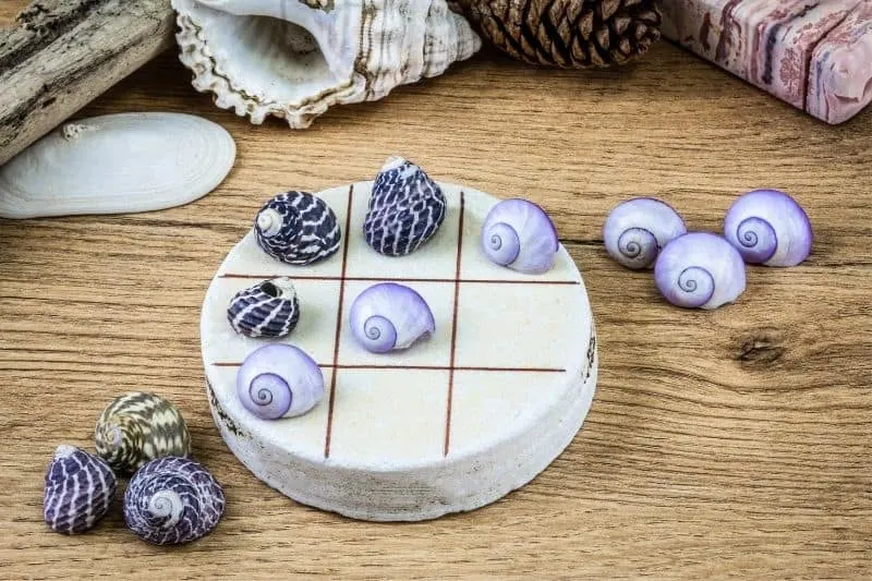 authentic game homemade with shells and stones as gift