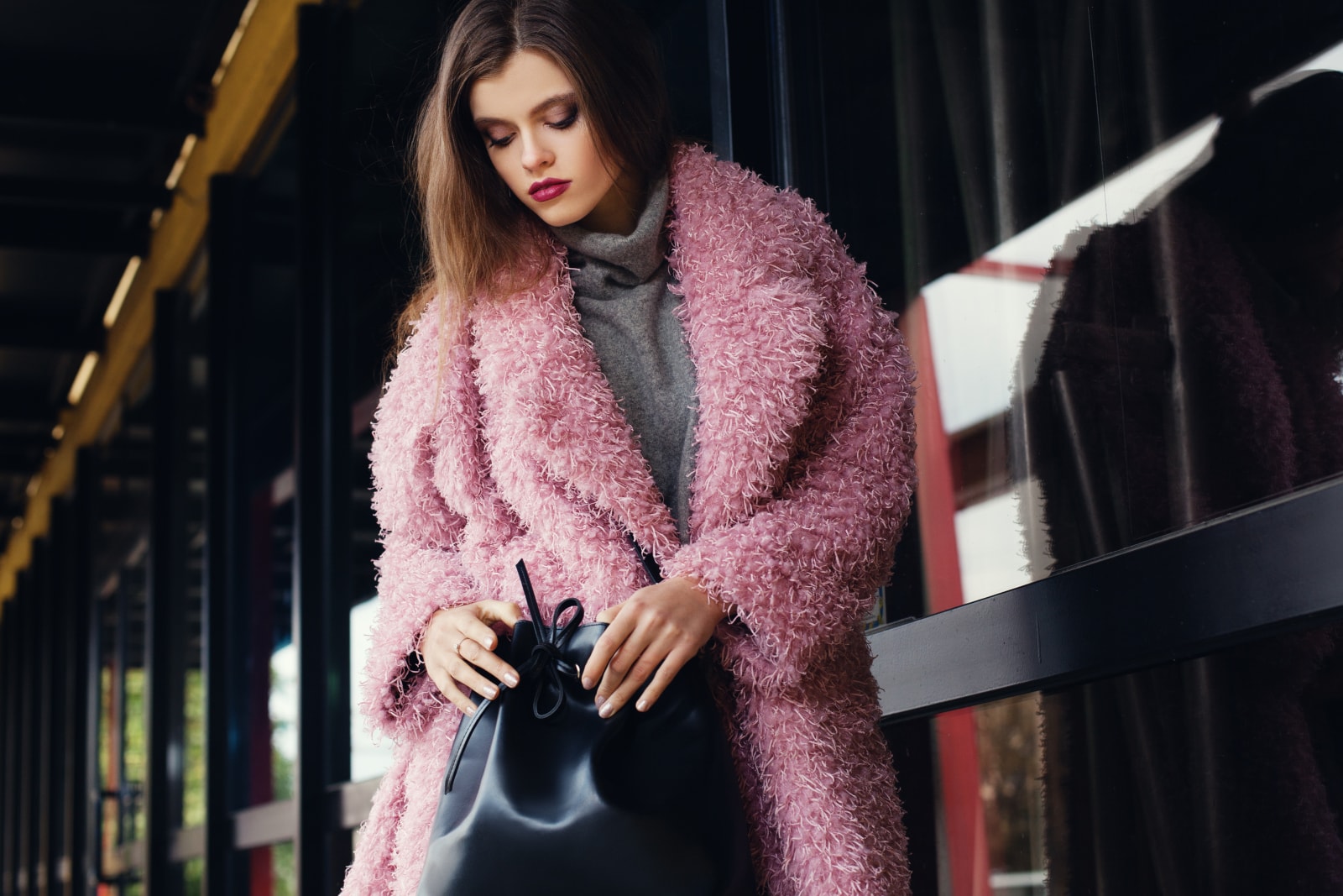 girl in pink coat