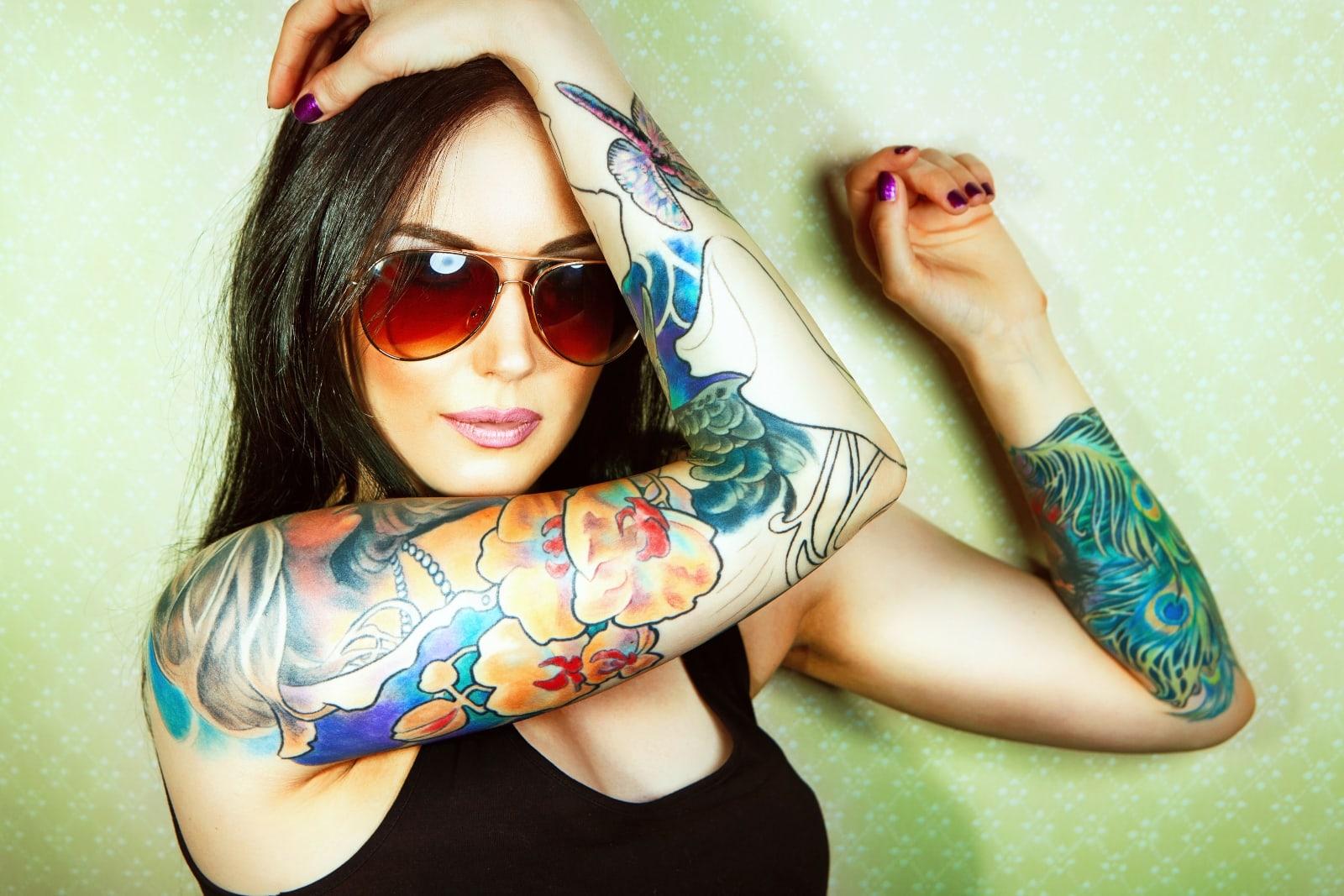woman with big tattoo
