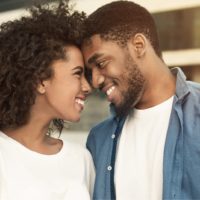 couple touching foreheads