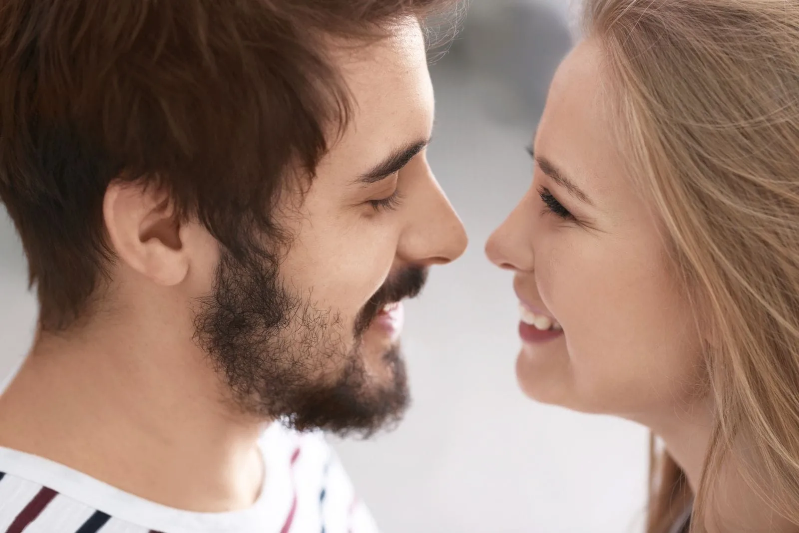 couple looking into each other's eye and smiling
