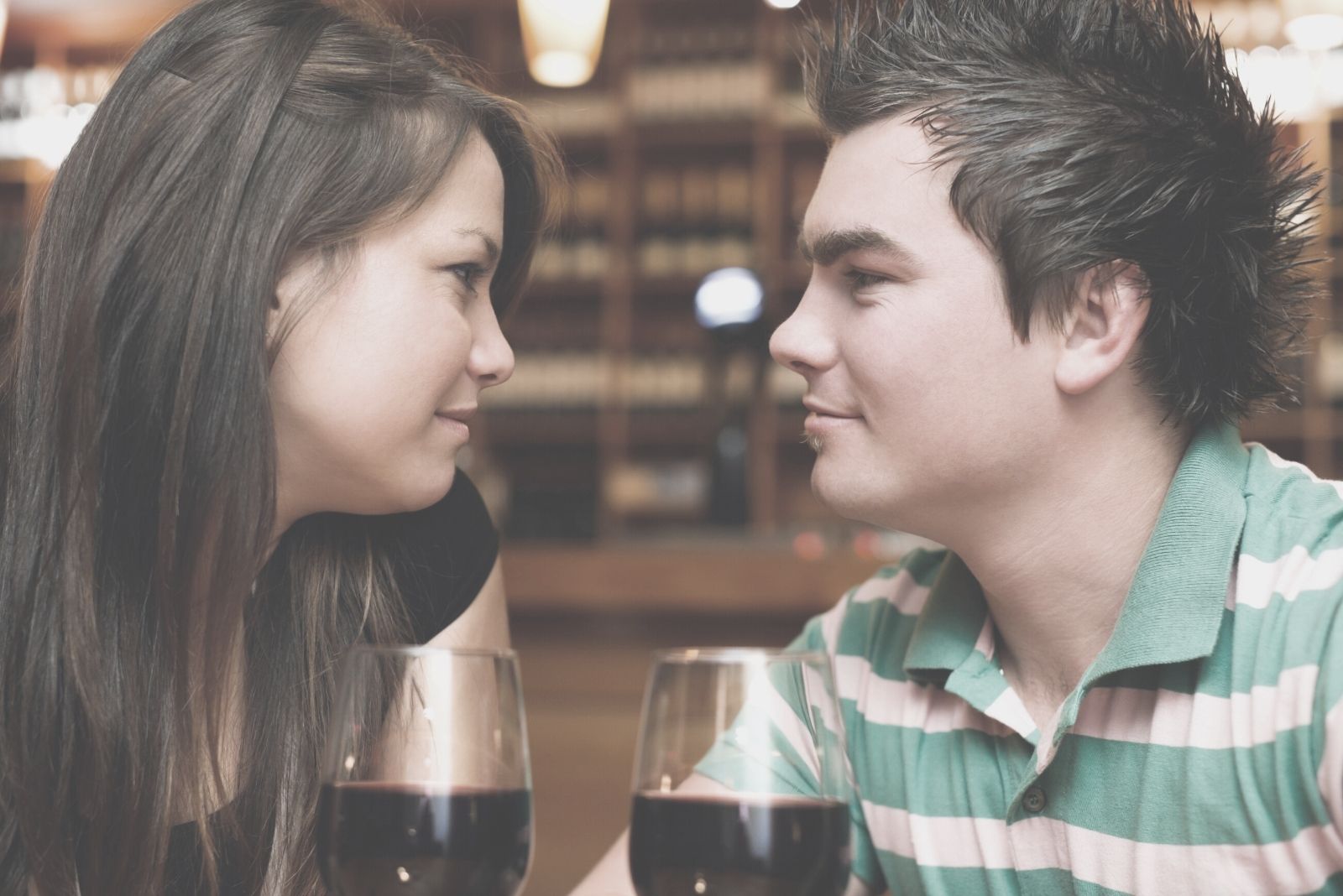 couple looking at each other during their date night