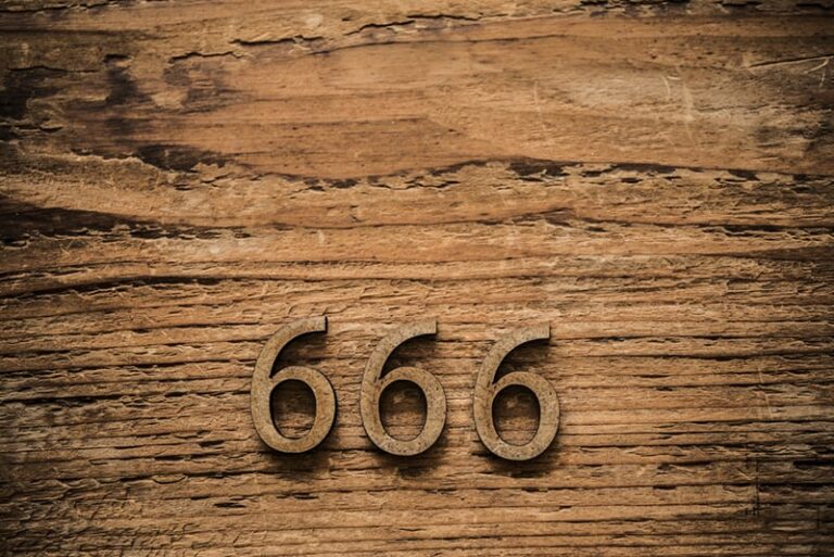 Number 666 on wood background