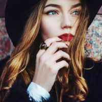 beautiful woman with black hat