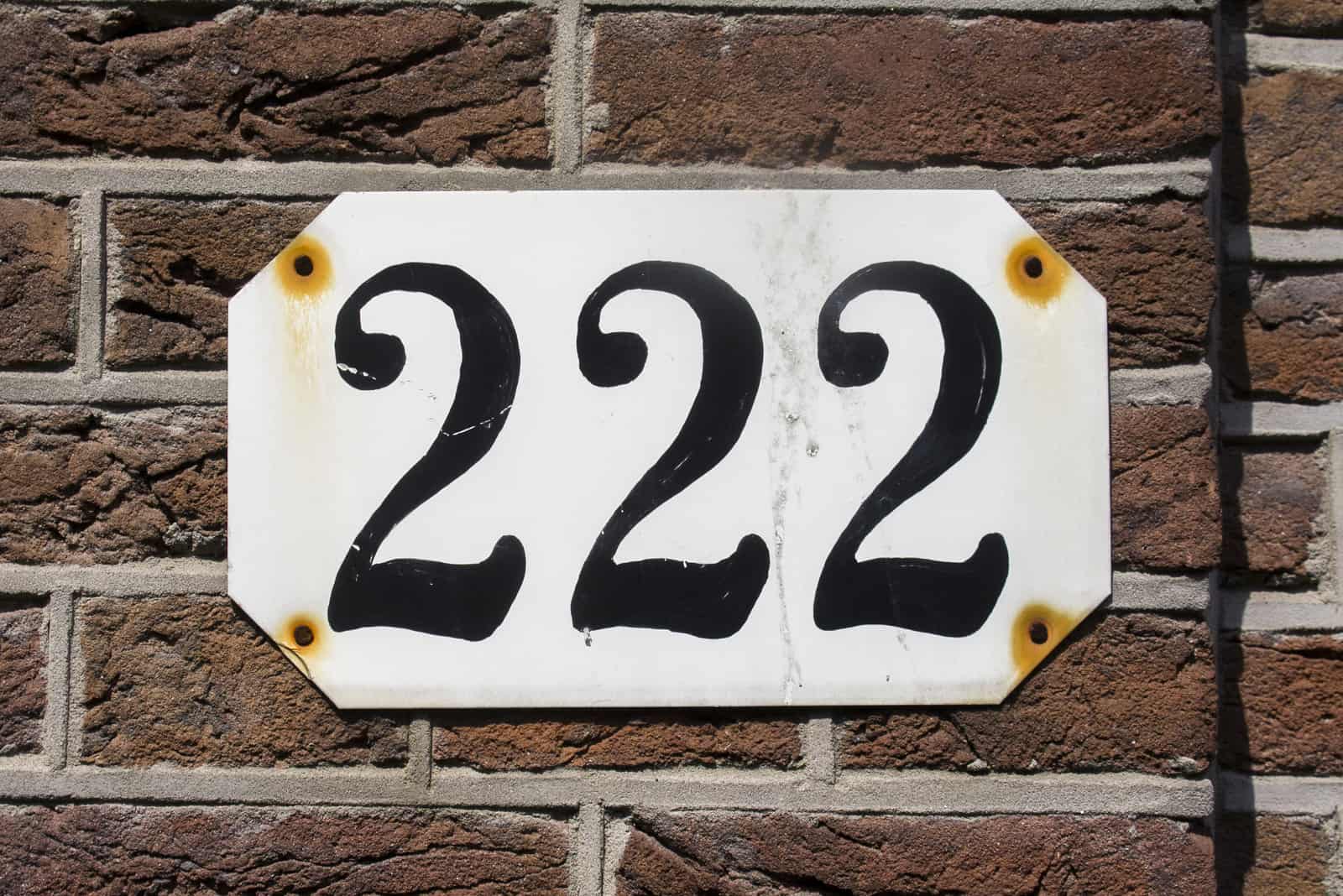 number 222 on the wall of the house