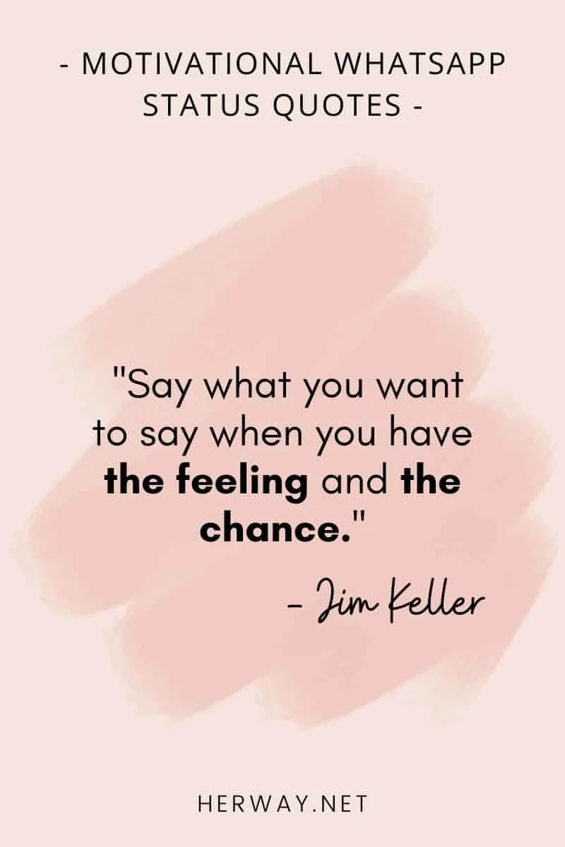 _''Say what you want to say when you have the feeling and the chance.''