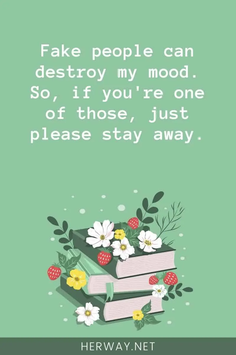 Fake people can destroy my mood. So, if you're one of those, just please stay away.