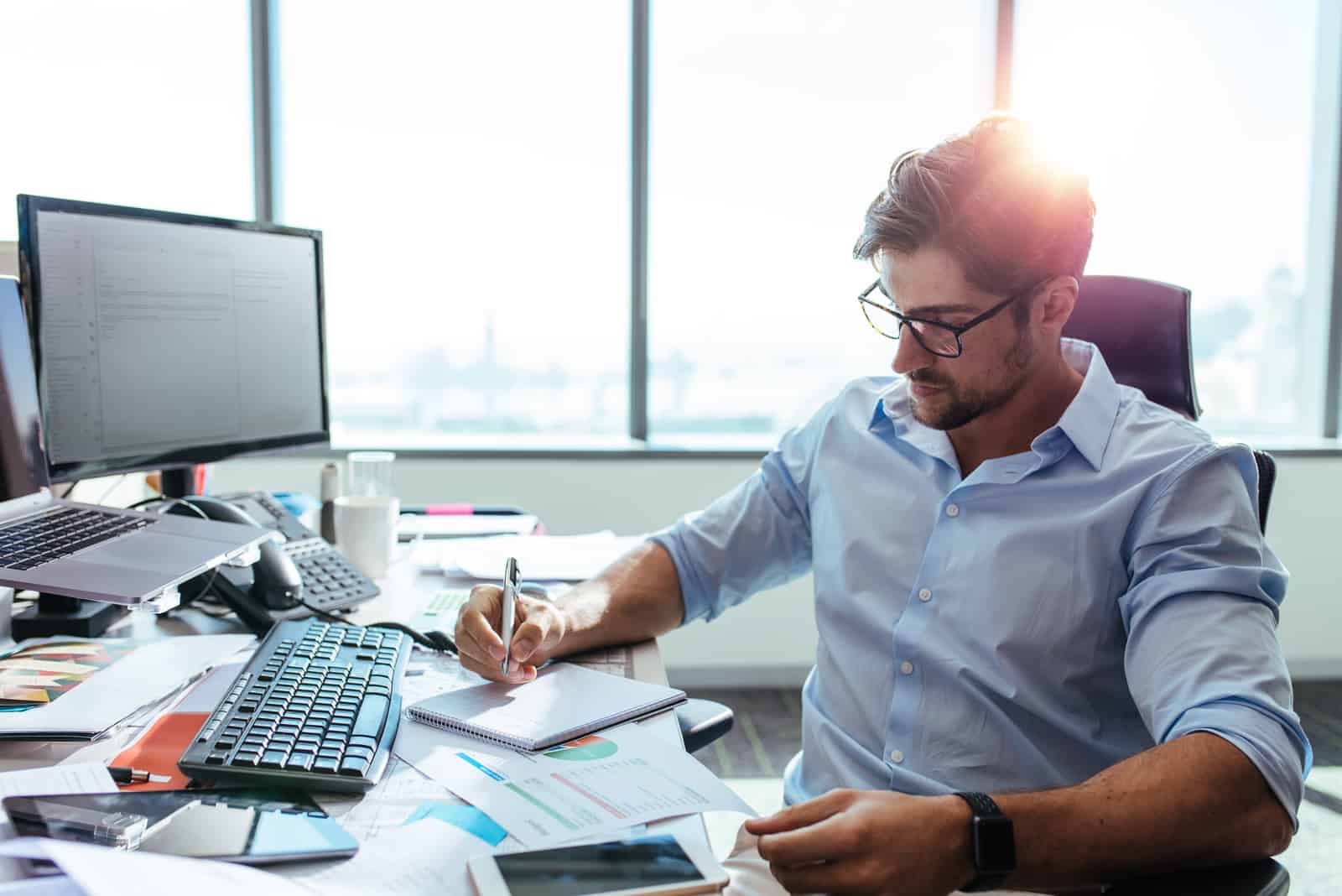 man working in office