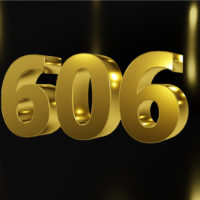 golden number 606 on black background