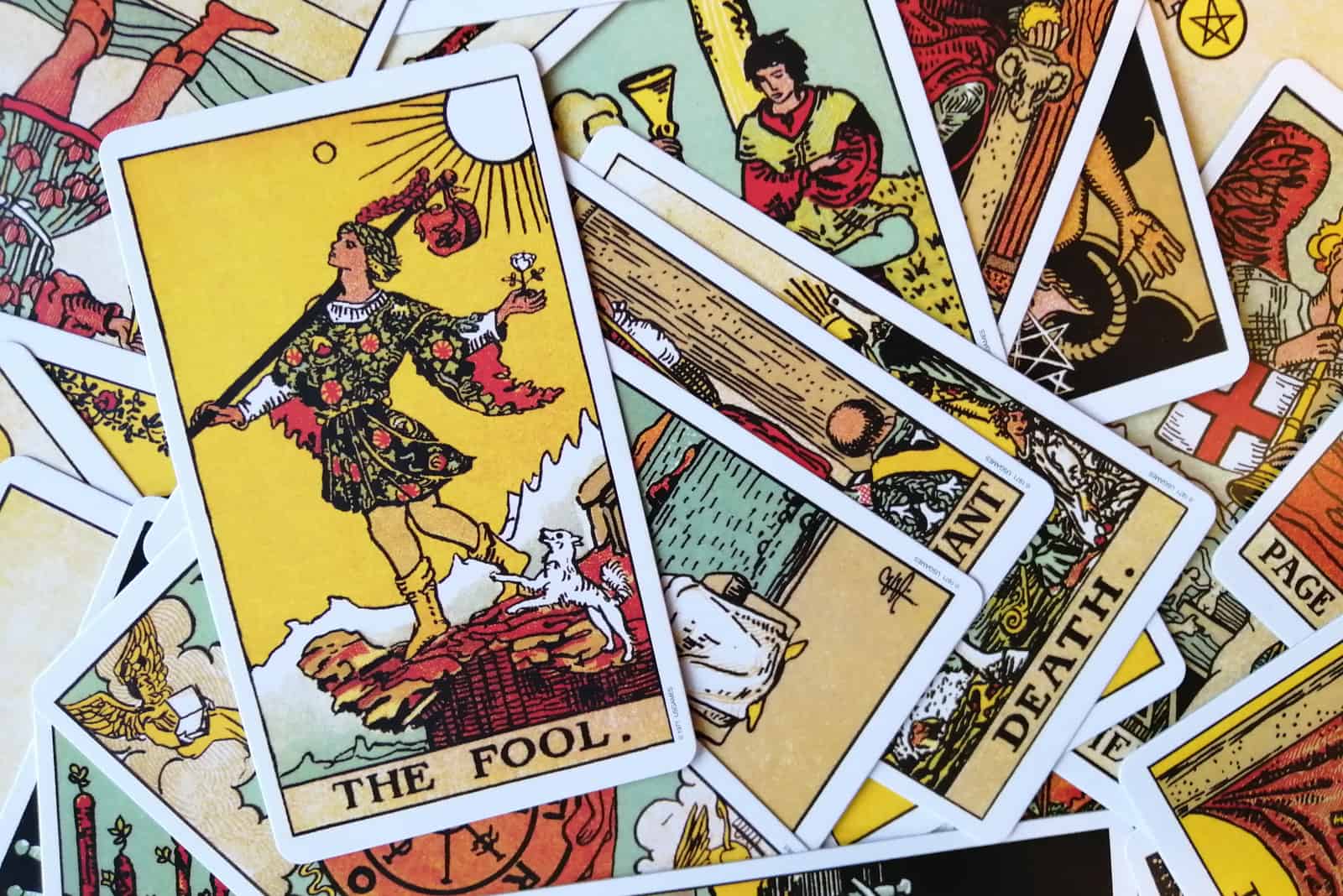 The Fool on top of rest of tarot cards