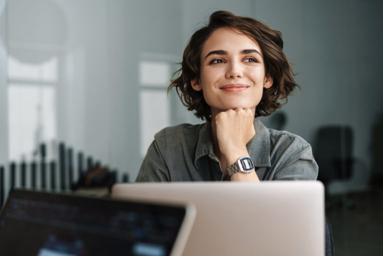 woman of integrity sitting and thinking