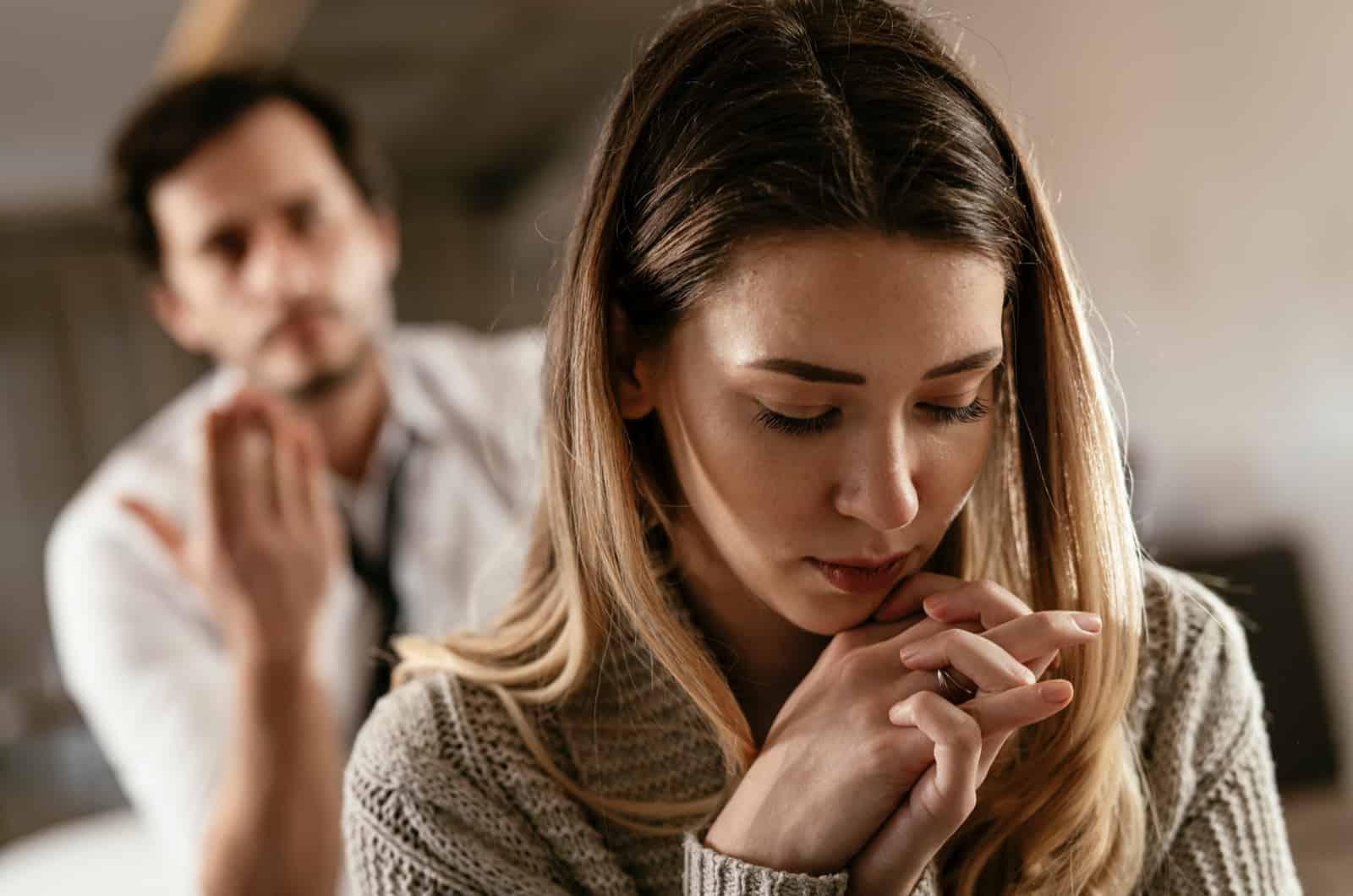 girl facing away from her boyfriend