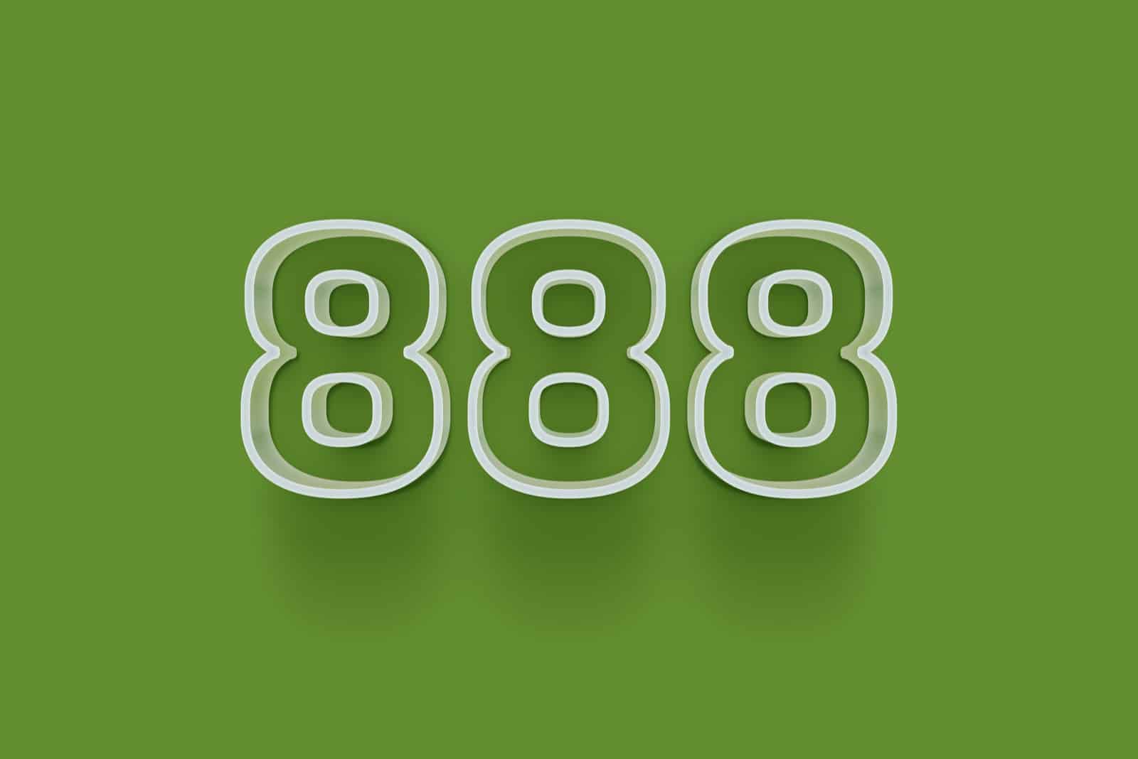 número 888 sobre fondo verde