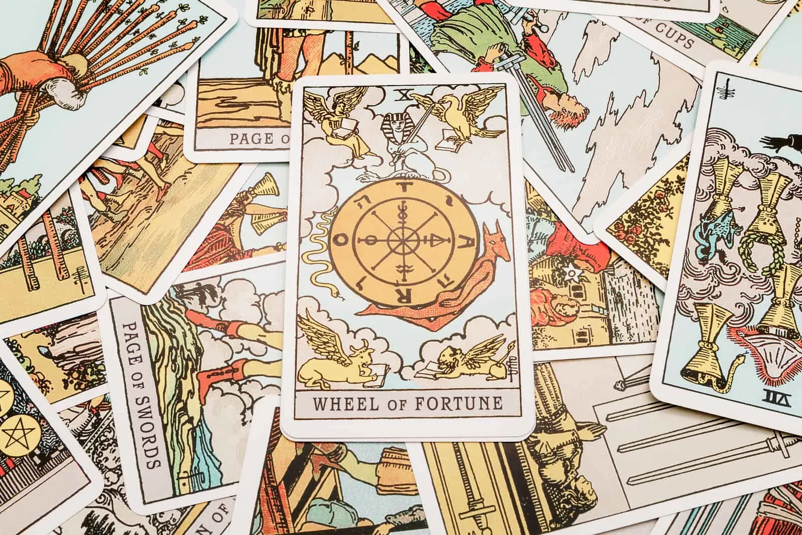 photo of a wheel of fortune tarot card