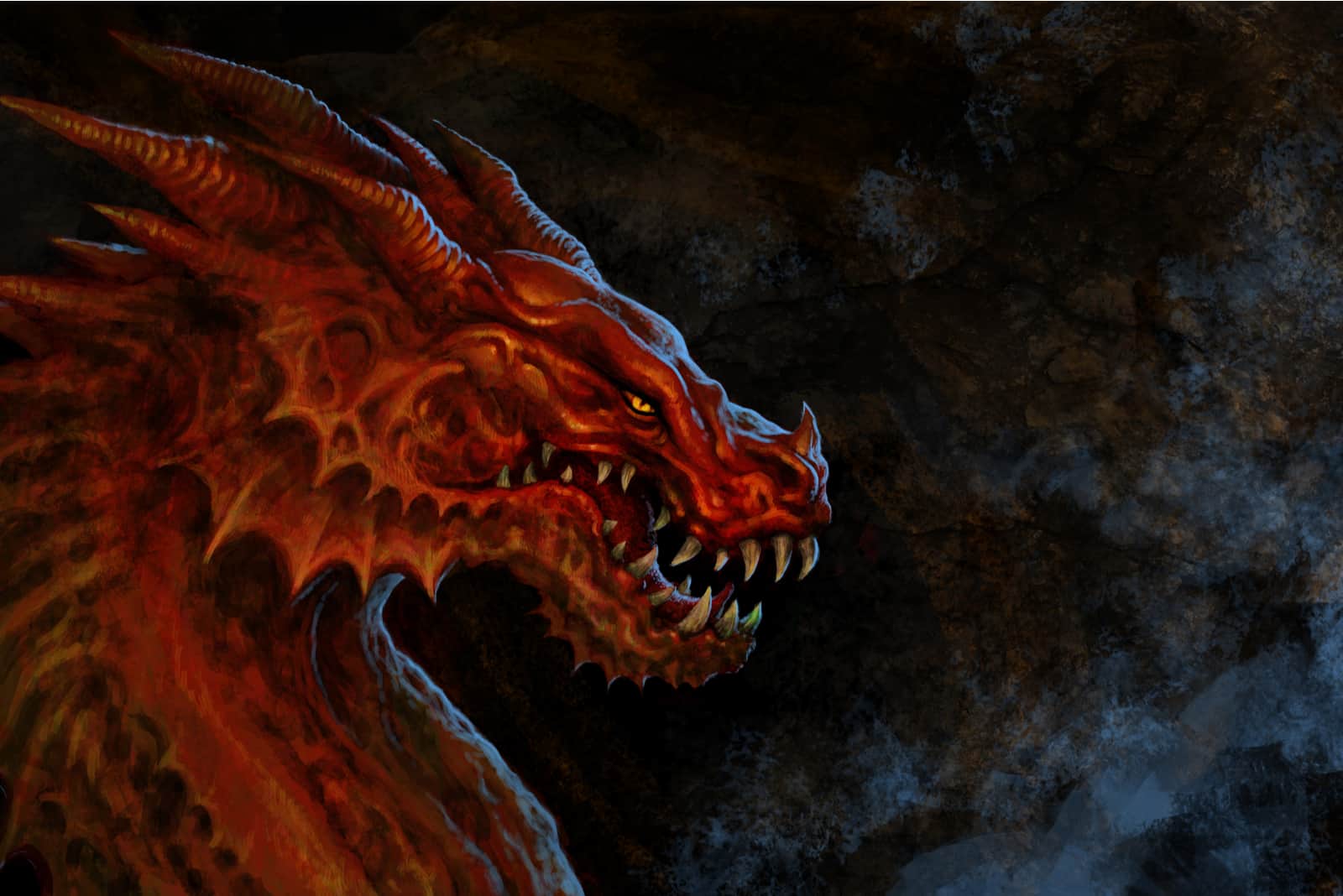 dragón rojo con fondo negro