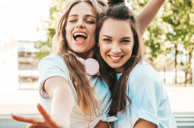 two happy girls
