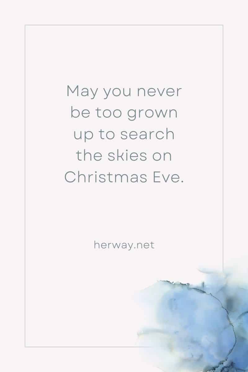 May you never be too grown up to search the skies on Christmas Eve.