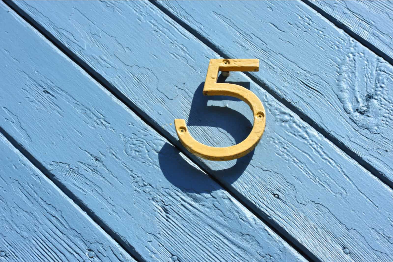 number 5 on the blue door