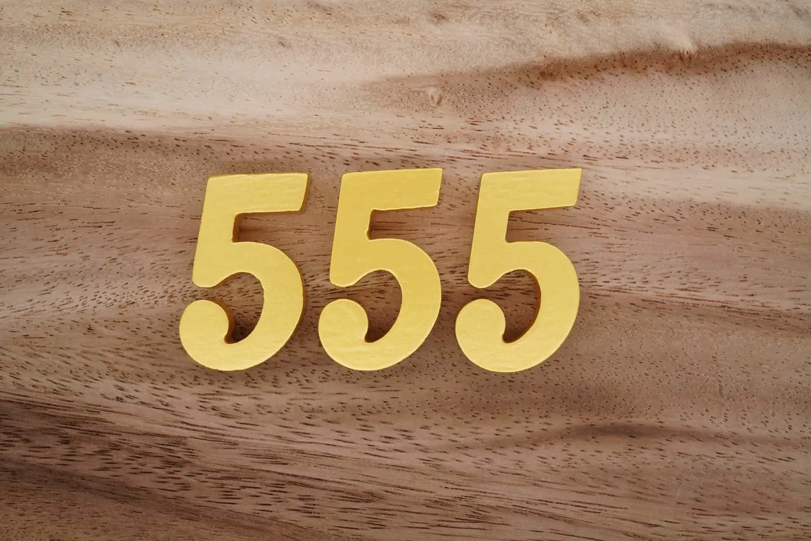 number 555 on a wooden base
