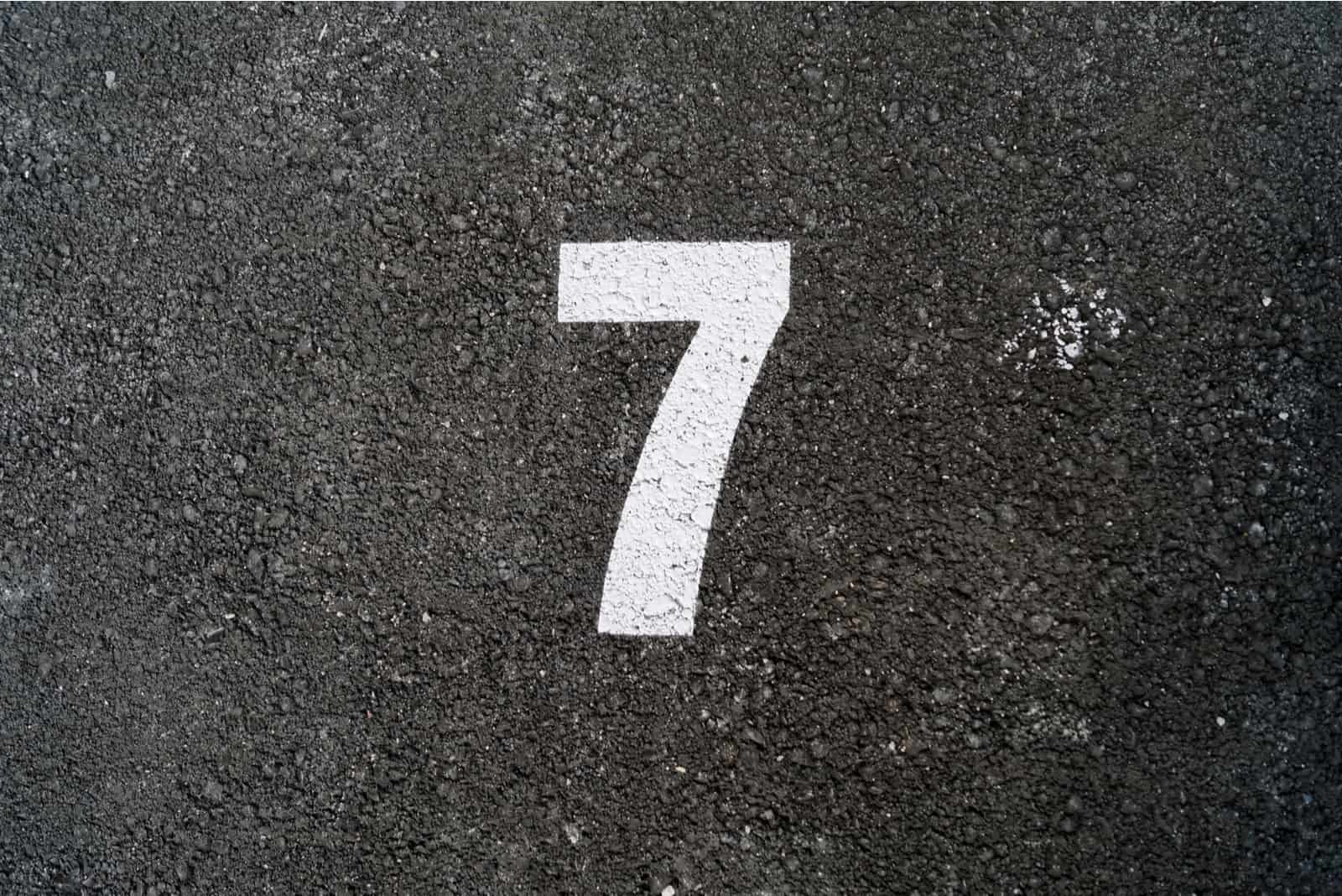number 7 on grey background