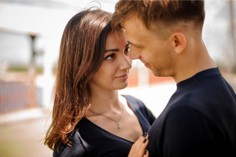woman seducing a man