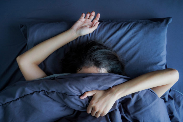 tired woman waking up