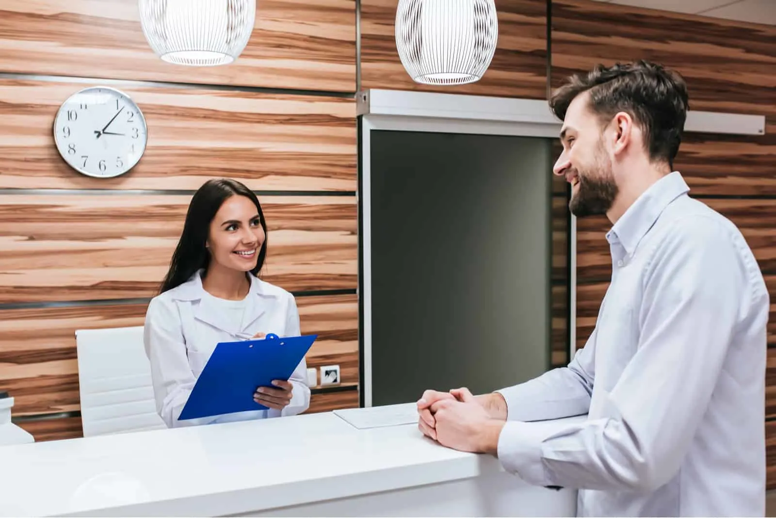 nurse talking to male