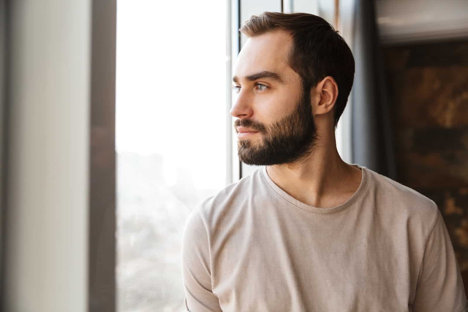 young man looking into distance