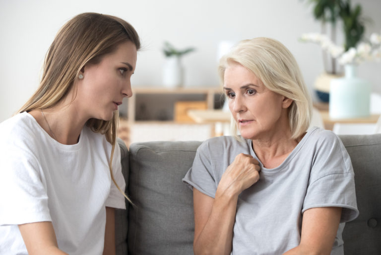 the woman talks to her daughter-in-law