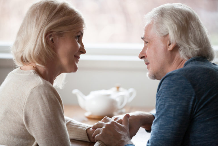 a man and a woman are talking